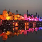 Sarayu riverfront at night, Ayodhya