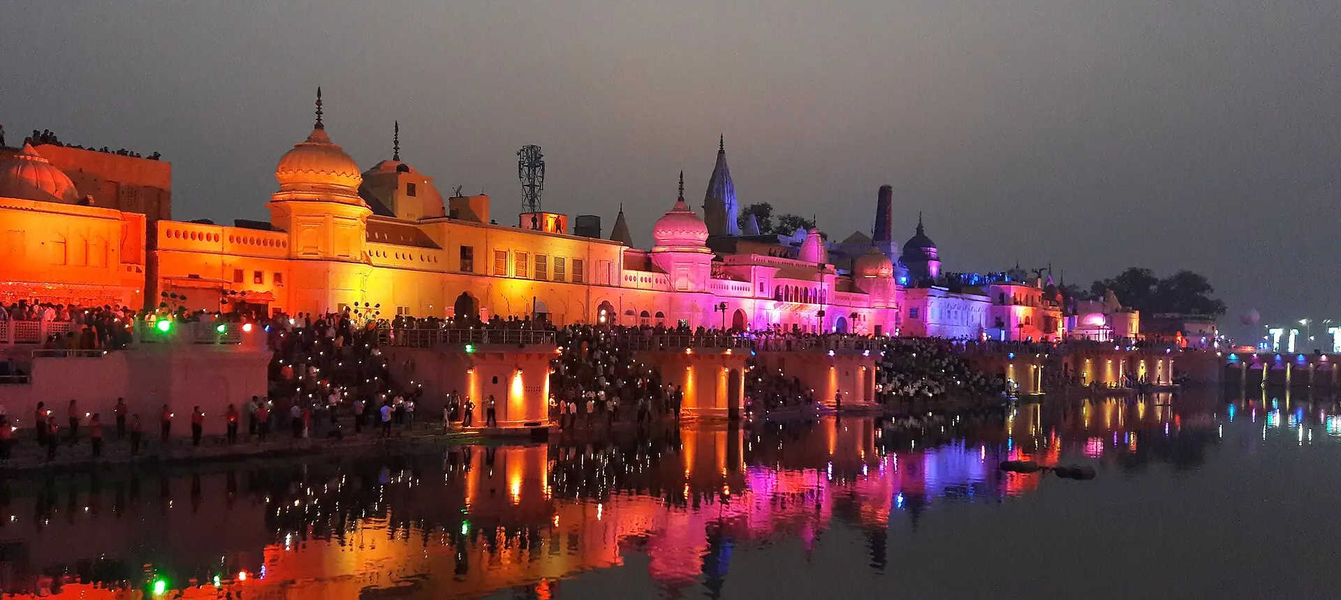 Sarayu riverfront at night, Ayodhya