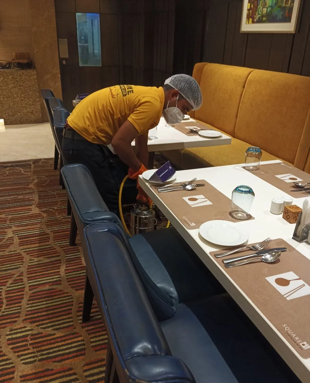 Restaurant dining area after treatment