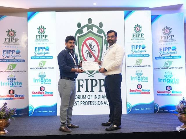 Receiving recognition at a FIPP industry event